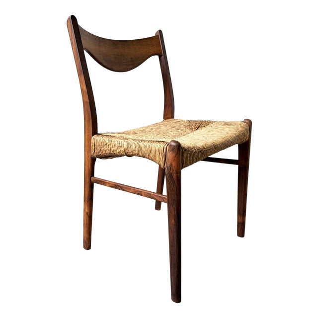 GS60 Chair in Exotic Wood and Straw attributed to Arne Wahl Iversen, 1960s For Sale