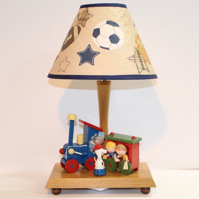 Brown 1970s Train Lamp With Music Box and Nightlight | Nursery Originals Inc. For Sale - Image 8 of 8