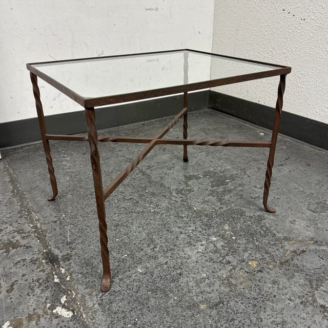 Traditional Cast Iron + Glass Side Table For Sale - Image 3 of 12