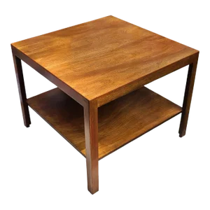 Edward Wormley for Dunbar Solid Wood Square Cocktail/Coffee Table With Floating Shelf