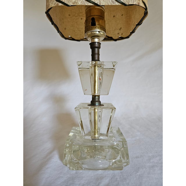 Mid-Century Modern 1950s Mid Century Modern Fiberglass and Glass Side Lamps - a Pair For Sale - Image 3 of 8