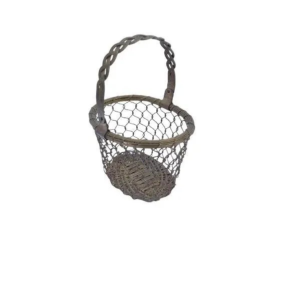 Vintage Mid 20th Century Brass Woven French Country Style Basket. Needs some polishing to bring out its beauty