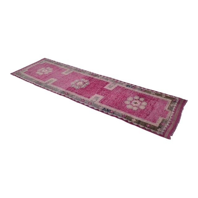 Mid 20th Century Oushak Purple Handknotted Wool Runner For Sale