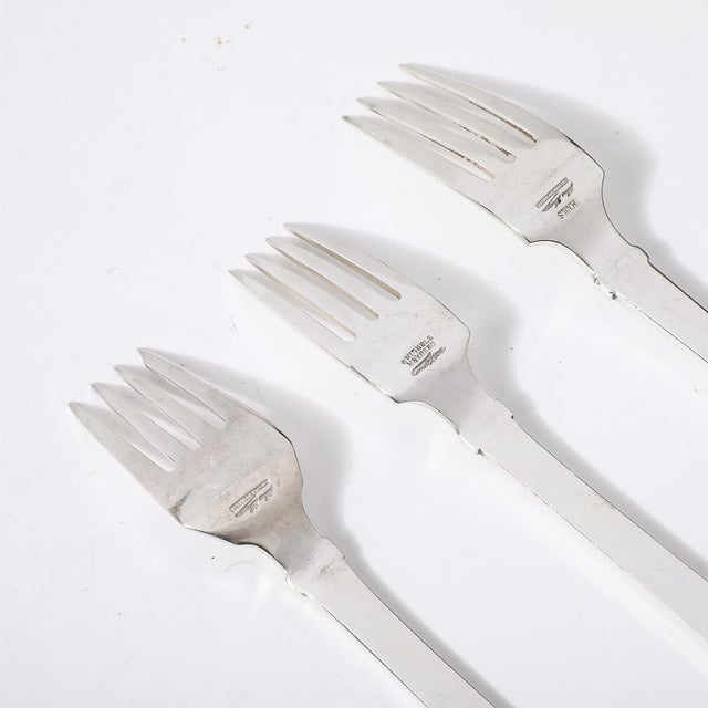 Mid-Century Sterling Silver "Bell" Pattern Flatware Set for Six by Hans Hansen For Sale In New York - Image 6 of 12