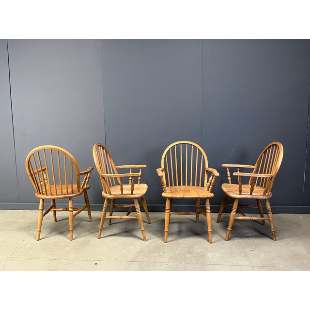 Wood English Windsor Style Dining Chairs, 1960s, Set of 4 For Sale - Image 7 of 13