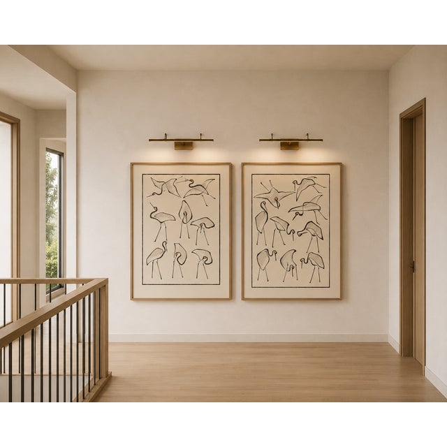 Paper Crane Studies I & II by Katsushika Hokusai, Japanese Art Print Diptych, 16" X 24" For Sale - Image 7 of 8