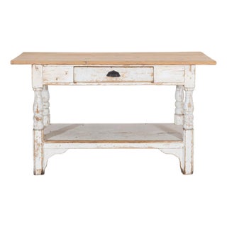 19th Century Swedish Painted Pine Cutting Table with Drawer For Sale