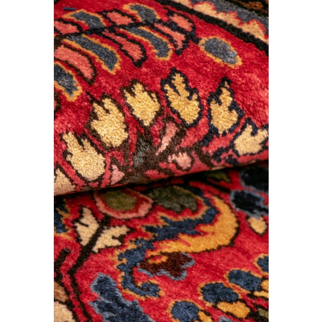 Persian Antique Persian Sarouk Rose/Navy Wool Area Rug 3' 4'' X 5' 1'' For Sale - Image 3 of 5