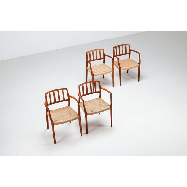 Model 66 Armchairs in Teak and Paper Cord by Niels Otto Moller, Denmark, 1970, Set of 4 For Sale - Image 4 of 15