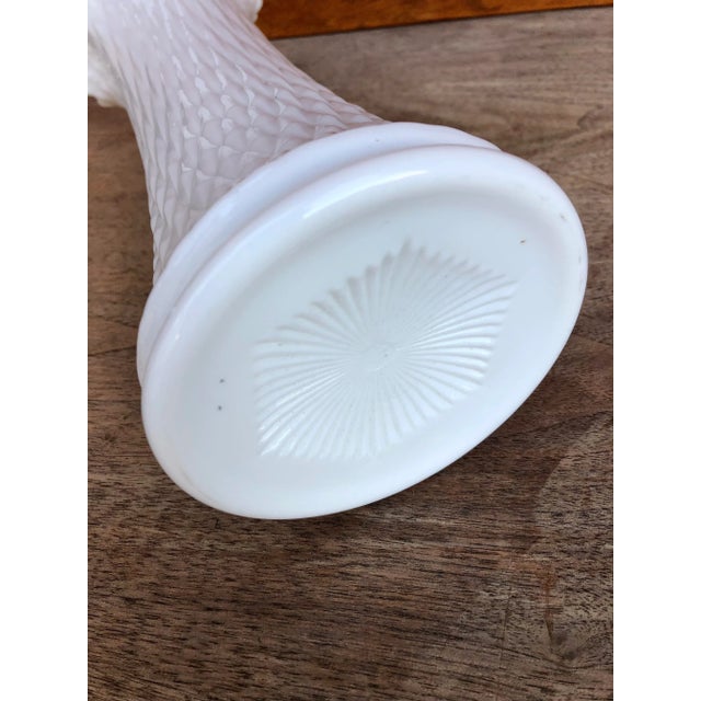 White Vintage Mid-Century Modern Milk Glass Swung Glass Stretch Vase. For Sale - Image 8 of 9