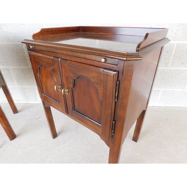 Wood Drexel Furniture Vintage Cherry Georgian Style Nightstands - A Pair For Sale - Image 7 of 16