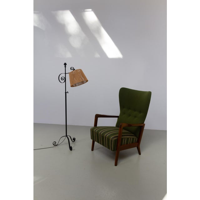 Danish Modern Lounge Chair in Beech and Green Wool by Fritz Hansen, 1940s For Sale - Image 12 of 18