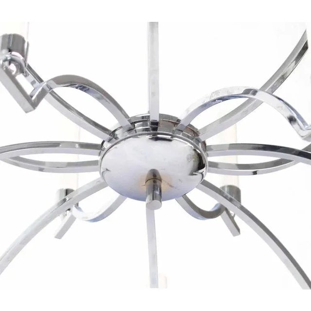 Mid-Century Chrome Chandelier Light Fixture For Sale - Image 4 of 8