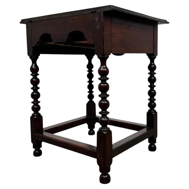 Wood Antique English Bobbin-Turned Oak Side Table, 1800s For Sale - Image 7 of 12