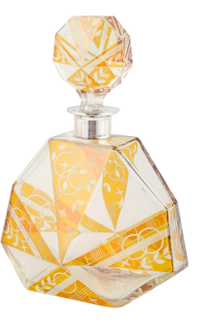 Art Deco Decanter in Faceted Crystal Glass with Silver Mounting, Sweden, 1920s