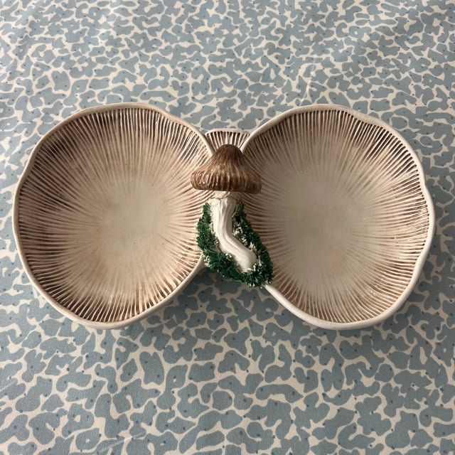 Vintage Trompe L’oeil Ceramic Italian Mushroom Serving Dish