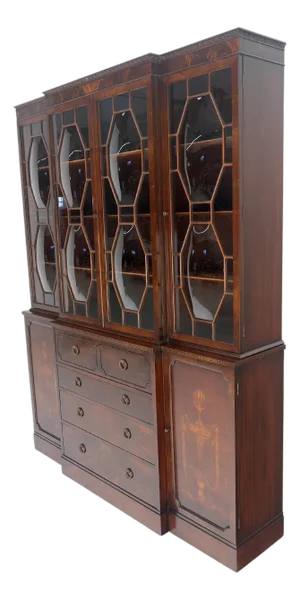 Very Fine Custom c1940s Bubble Glass Drop Front Butlers Desk Break Front