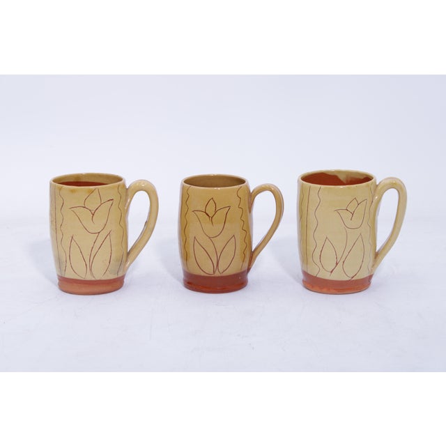 Age: Approximately 30 Years Old Details: Sgraffito Tulip Mug Handmade High Quality Construction 18th Century Design...
