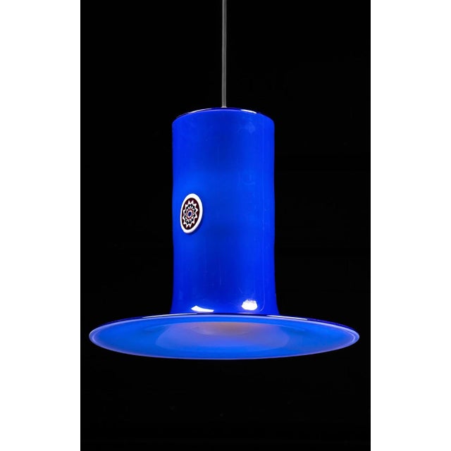 1960s Mid-Century Modern Blue Lattimo Pendant Lamp by Alessandro Pianon for Vistosi For Sale In Chicago - Image 6 of 8