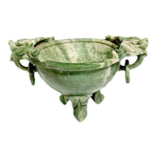 Mid 20th Century Spinach Jade Incense Burner, Marriage Bowl For Sale