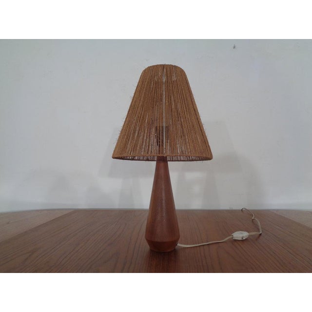 Mid-Century Modern Mid-Century Teak and Sisal Table Lamp, Denmark, 1950s For Sale - Image 3 of 12
