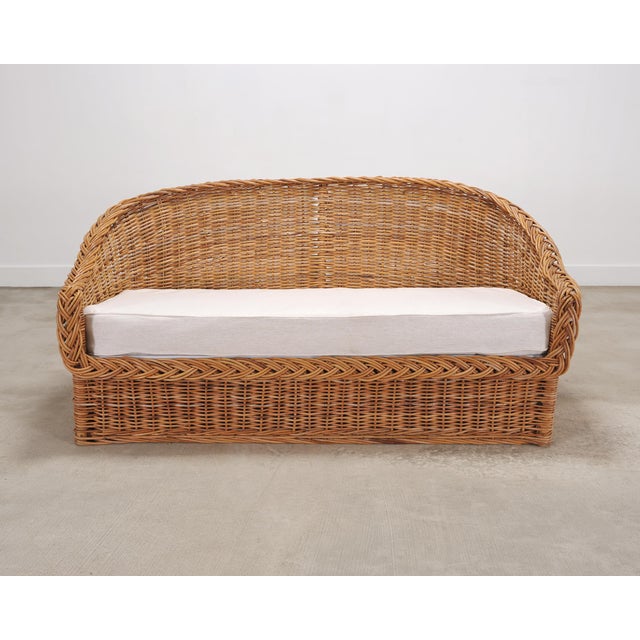 Late 20th Century Suite of Michael Taylor Style Rattan Wicker Chairs and Sofa For Sale - Image 5 of 18