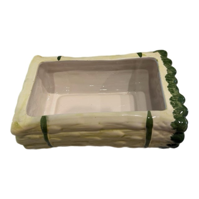 1970s Majolica Style Vintage Ceramic Asparagus Bundle Tureen, Portugal For Sale - Image 5 of 6