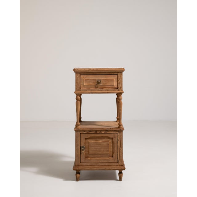 Oak Side Table with Marble Top, Antique, France, Early 20th Century For Sale - Image 13 of 14