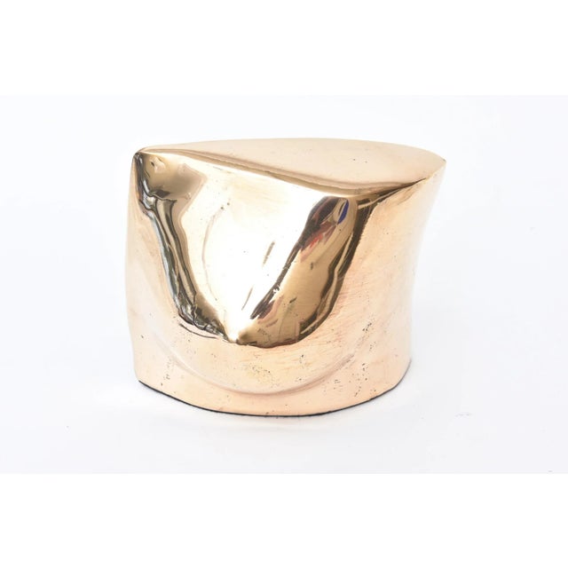 French Signed Modernist Cast Bronze Abstract Sculpture , 1990's For Sale - Image 4 of 12