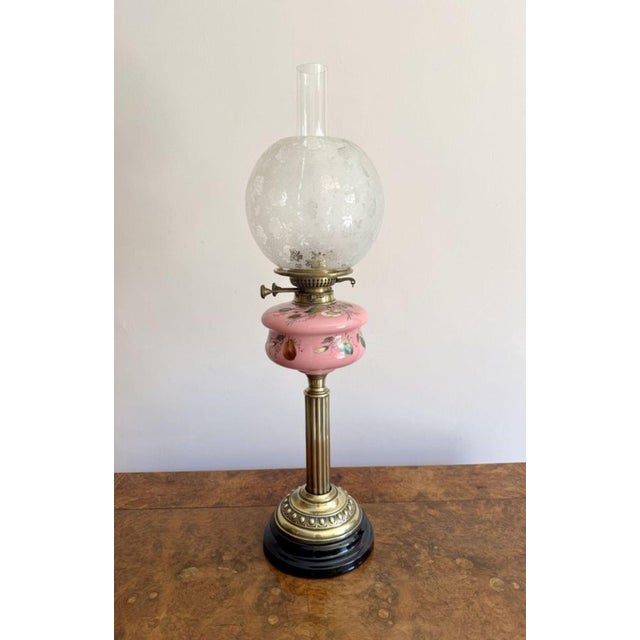 Late 19th Century Antique Victorian Brass Oil Lamp, 1890s For Sale - Image 5 of 8