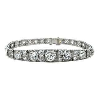 1920s Art Deco Diamond Bracelet, Platinum For Sale