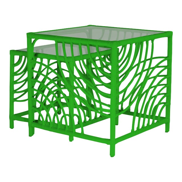 Swirl Nesting Tables - Bright Green For Sale