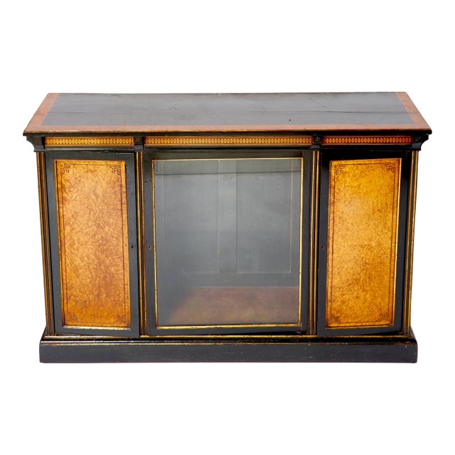 Antique French Inlaid Walnut Victorian Style Front Glass Door Display Cabinet For Sale
