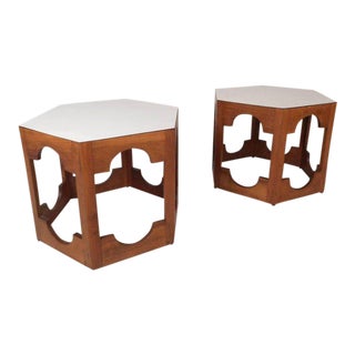 Vintage Modern Hexagonal End Tables made in Italy - a Pair For Sale