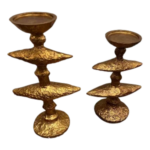 Pair of Gold-Tone Candleholders by Global Views