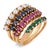 Contemporary Vintage Sapphire Ruby Emerald Pearl 14k Yellow Gold Multi-Band Ring, Size 6 For Sale - Image 3 of 6