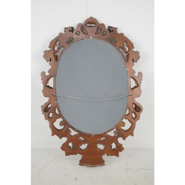 Vintage French Provincial Oval Wood Wall Mirror For Sale - Image 11 of 12