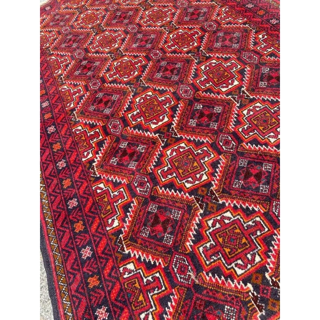 Maroon Vintage Turkmen Baluch Back Rug, 1980s For Sale - Image 8 of 11