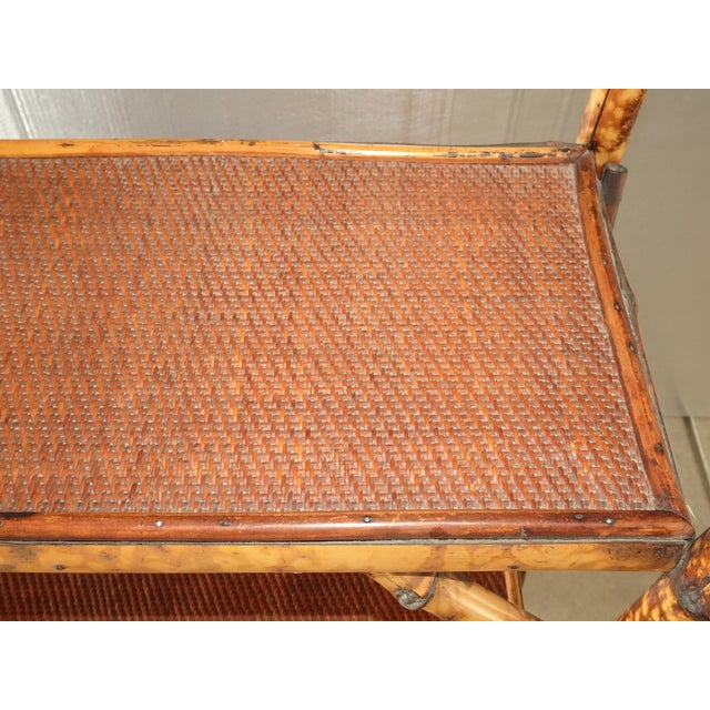 Vintage French Country Coastal Bamboo Rattan Book Shelf For Sale - Image 11 of 17