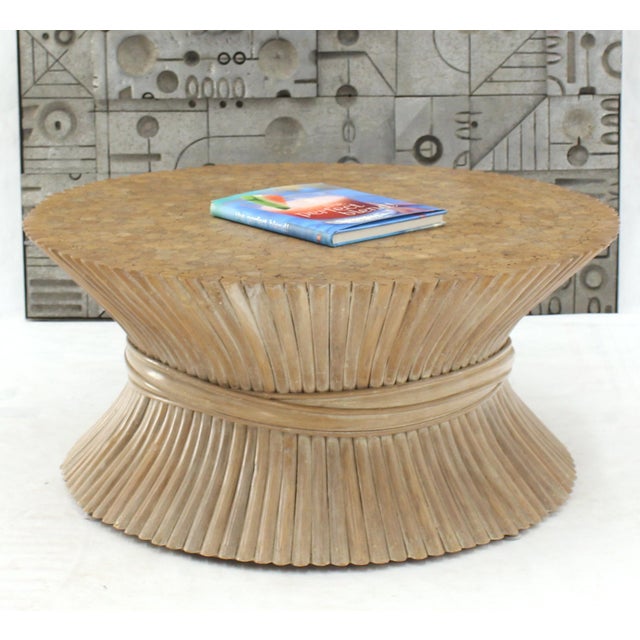 Round Wheat Bamboo Sheaf Base Coffee Table Mid-Century Modern McGuire For Sale - Image 12 of 12