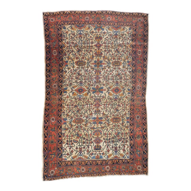 Antique Persian Farahan Sarouk Rug 4'2'' X 6'6'' For Sale