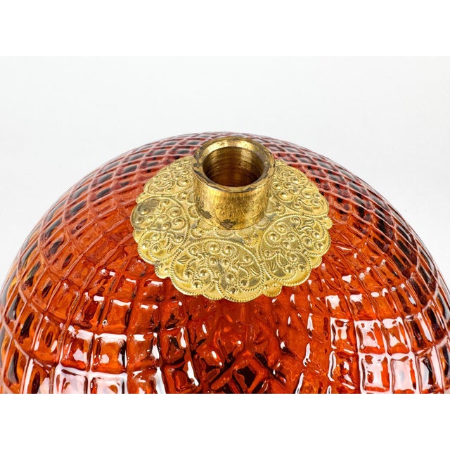 Gold Glass and Brass Table Lamp from Jablonec Glassworks, Former Czechoslovakia, 1960s For Sale - Image 8 of 11