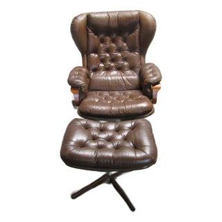 Gote Mobler Sweden Mid Century Lounge Chair With Matching Ottoman For Sale