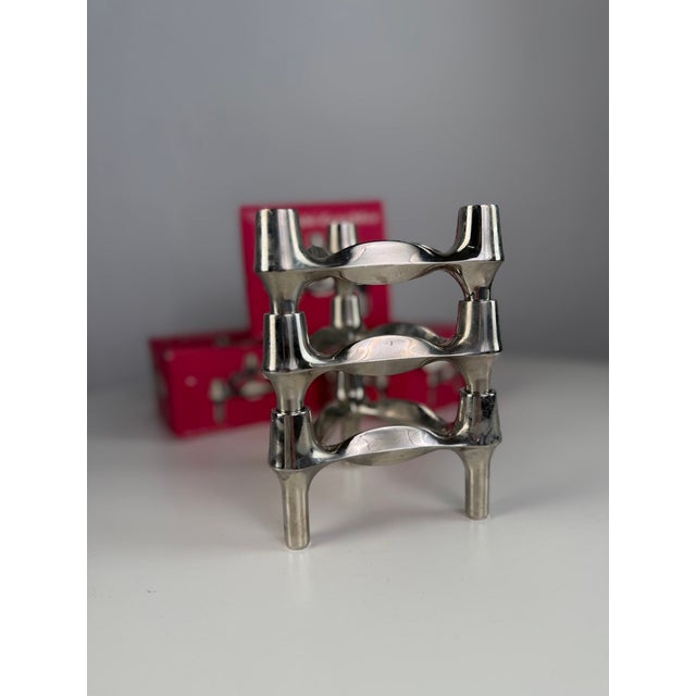 Mid-Century Modern Modular Candleholder in Chrome from BMF / Nagel, Germany, 1970s, Set of 3 For Sale - Image 3 of 7