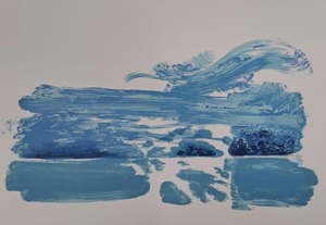 Maurice-Elie Sarthou, Blue Foams, Original Lithograph