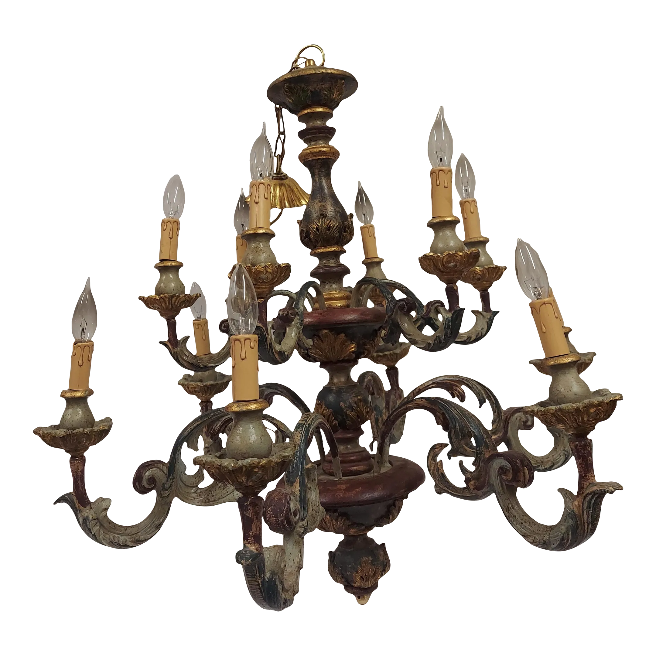 イタリアンアンティークウッドランプ 1960s Horchow Twelve Light Chandelier Made in Italy | Chairish