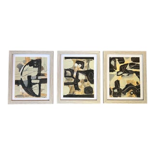 Three Contemporary Original Abstract Paintings by Stephen Heigh “In Harmony #1-3” For Sale