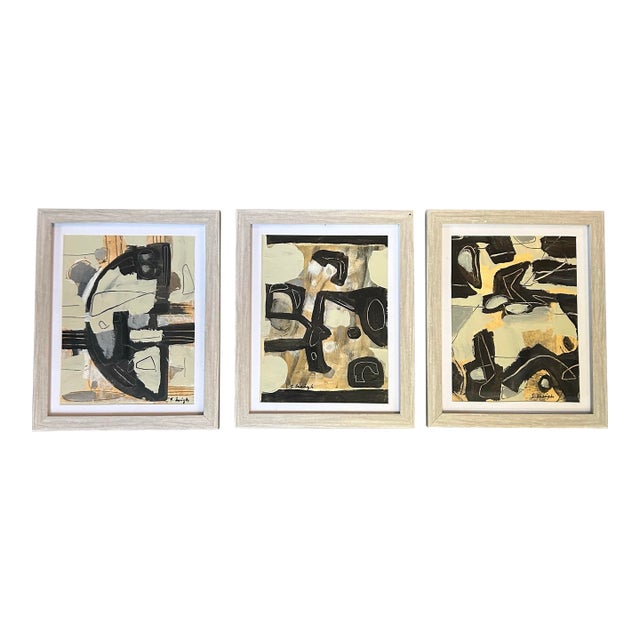 Three Contemporary Original Abstract Paintings by Stephen Heigh “In Harmony #1-3” For Sale