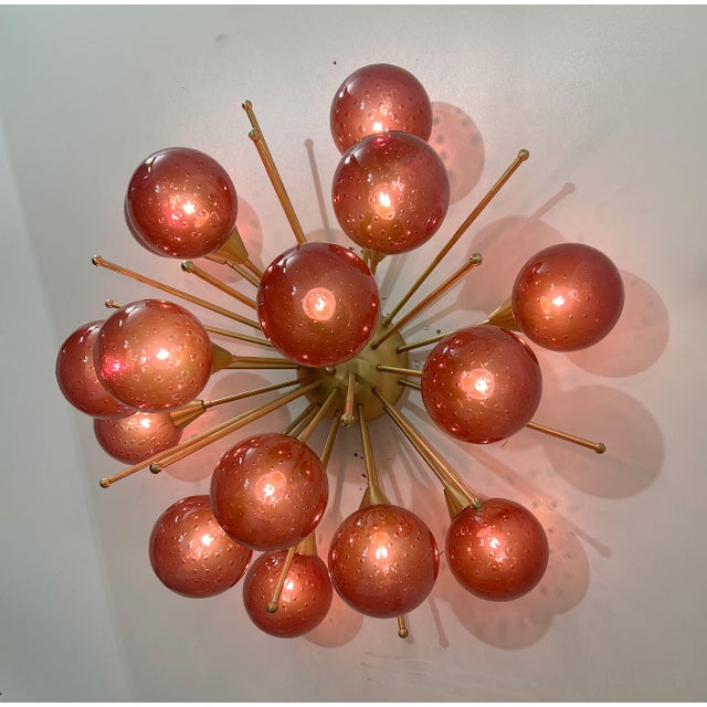 Amethyst 21st Century Mezzo Satin Brass Amethyst Bubbles Murano Flush Mount by Fabio LTD For Sale - Image 8 of 10