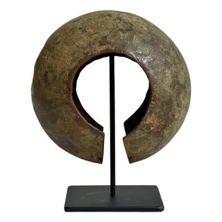 Antique Mbole Copper African Anklet Currency on Stand For Sale
